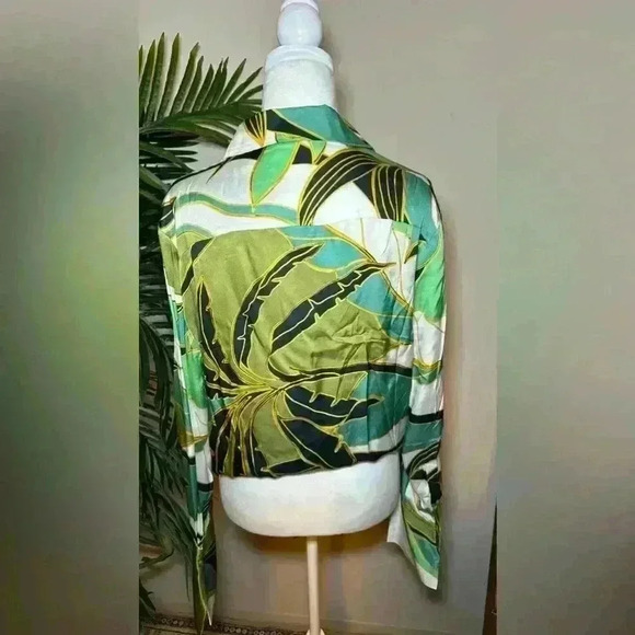 Reiss - NWT - Palm Print Blouse - Green - Picture 2 of 6
